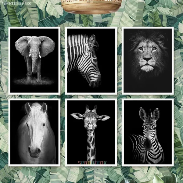 Affiche animaux noir et blanc pour décoration intérieure Affiche animaux noir et blanc pour décoration intérieure