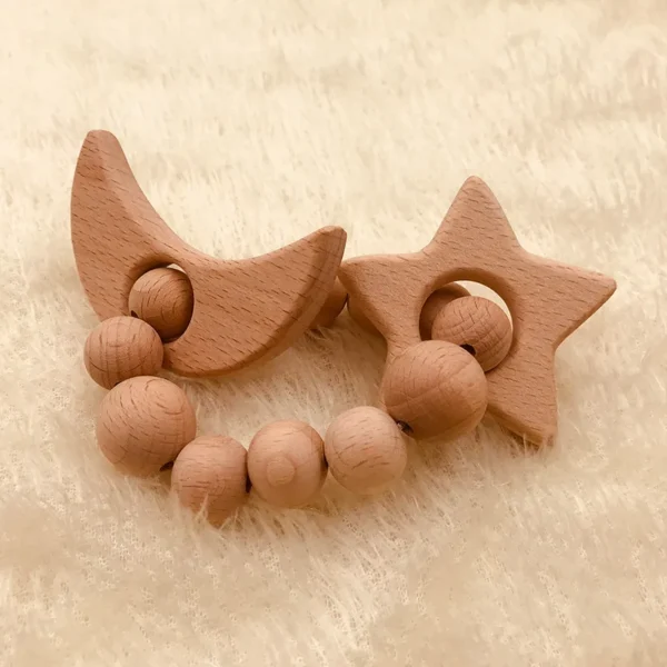 Anneau de dentition en bois naturel pour bébé