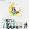 Stickers muraux ours endormi sur la lune pour chambre bébé Stickers muraux ours endormi sur la lune pour chambre bébé