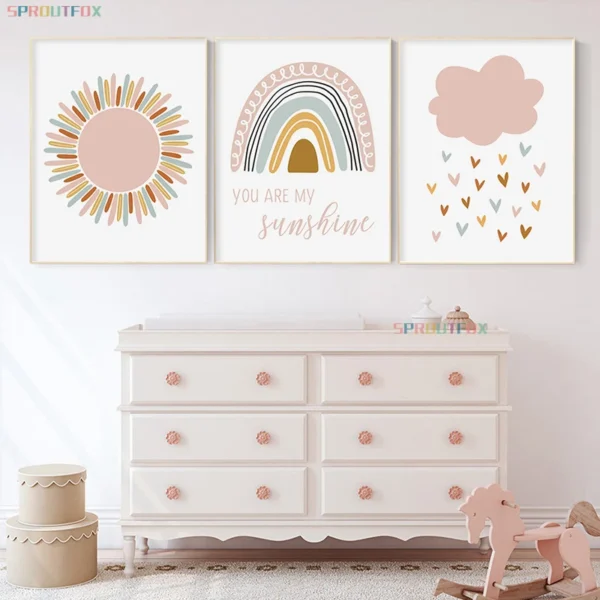 Affiche Arc-en-ciel et Nuages pour Chambre d'Enfant Affiche Arc-en-ciel et Nuages pour Chambre d'Enfant