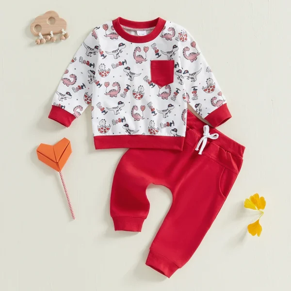 S456c6a831c3e4294a6b2ef88fae05674K.webp Dinosaur Print Long Sleeve Sweatshirt and Jogger Pants Set