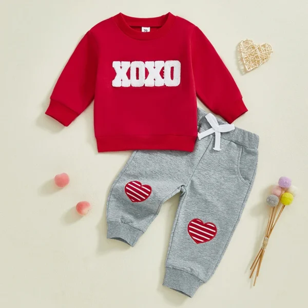 Valentine's Day Sweatshirt and Heart Pants Set
